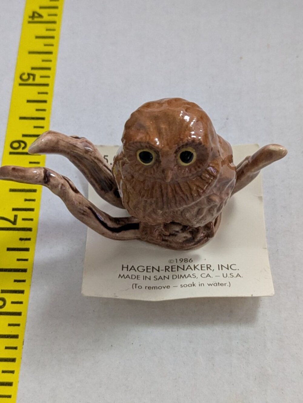 Vintage Retired HAGEN-RENAKER 1986 Owl On Branch Porcelain Ceramic Figurine
